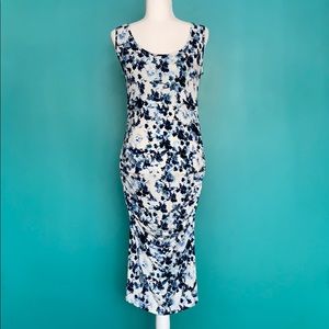 Blue Ruched Fitted Isabella Oliver Maternity Dress